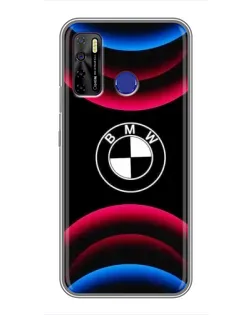 Чехол для TECNO Camon 15 Air с картинкой «Логотип BMW и неоновые дуги»