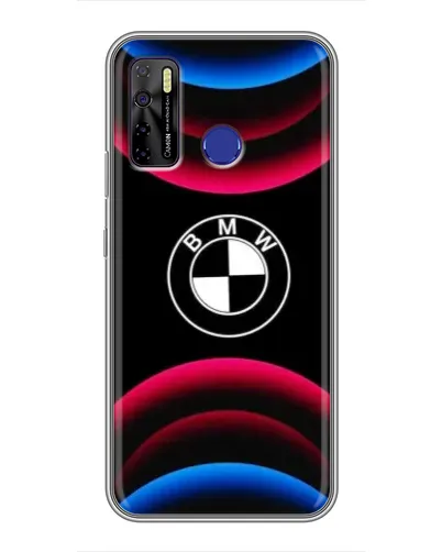 Чехол для TECNO Camon 15 Air с картинкой «Логотип BMW и неоновые дуги»