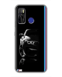 Чехол для TECNO Camon 15 Air с картинкой «Силуэт BMW в темноте»