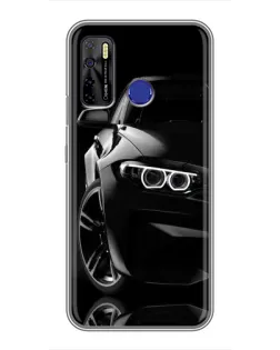 Чехол для TECNO Camon 15 Air с картинкой «Черная BMW — профиль»