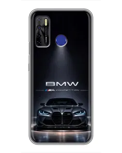 Чехол для TECNO Camon 15 Air с картинкой «BMW сквозь ночной город»