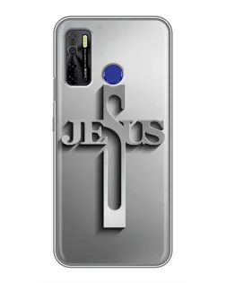Чохол для TECNO Camon 15 Air з картинкою «Металевий хрест Jesus»