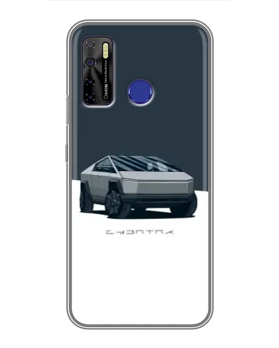 Чехол для TECNO Camon 15 Air с картинкой «Серебристый Cybertruck Tesla»