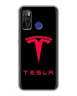 Чехол для TECNO Camon 15 Air с картинкой «Tesla Red Logo»