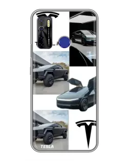 Чехол для TECNO Camon 15 Air с картинкой «Коллаж Cybertruck Tesla»