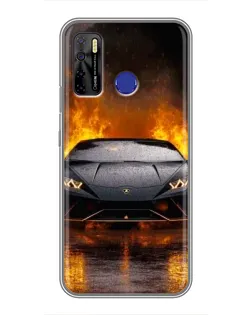 Чохол для TECNO Camon 15 Air з картинкою «Lamborghini у вогні»