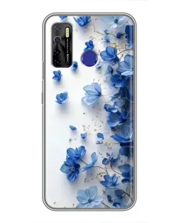 Чохол для TECNO Camon 15 Air з картинкою «Блакитний квітковий каскад»