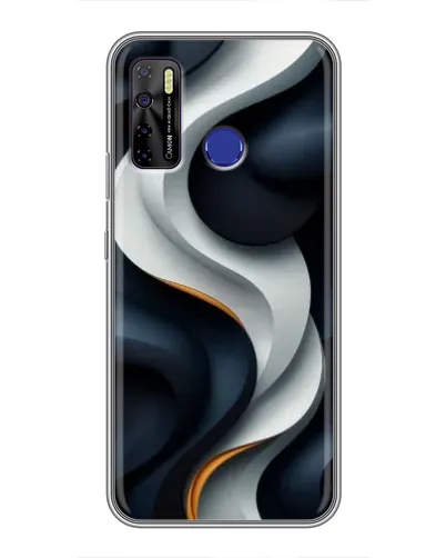 Чохол для TECNO Camon 15 Air з картинкою «Об'ємні чорно-білі стрічки»