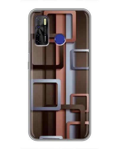 Чохол для TECNO Camon 15 Air з картинкою «Коричневі об'ємні квадрати»