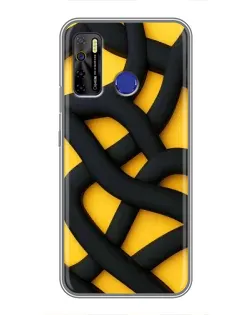 Чохол для TECNO Camon 15 Air з картинкою «Чорне жовте переплетення»