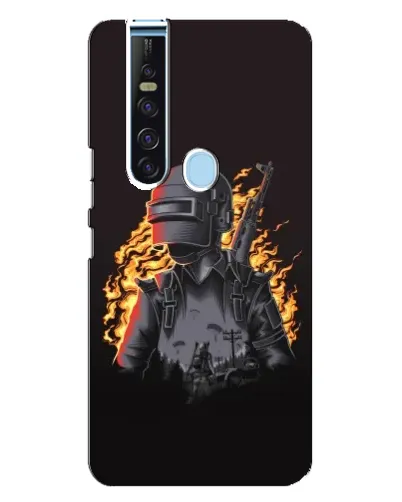Чехол для TECNO Camon 15 Pro с картинкой «PUBG — огненный силуэт»