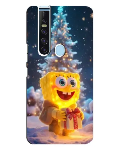 Чехол для TECNO Camon 15 Pro с картинкой «Рождественский Спанч Боб»