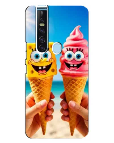 Чехол для TECNO Camon 15 Pro с картинкой «Спанч Боб мороженое»