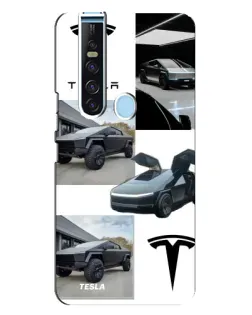 Чехол для TECNO Camon 15 Pro с картинкой «Коллаж Cybertruck Tesla»