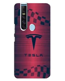 Чехол для TECNO Camon 15 Pro с картинкой «Тесла красный карбон»