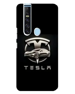 Чехол для TECNO Camon 15 Pro с картинкой «Tesla — серебристое авто»