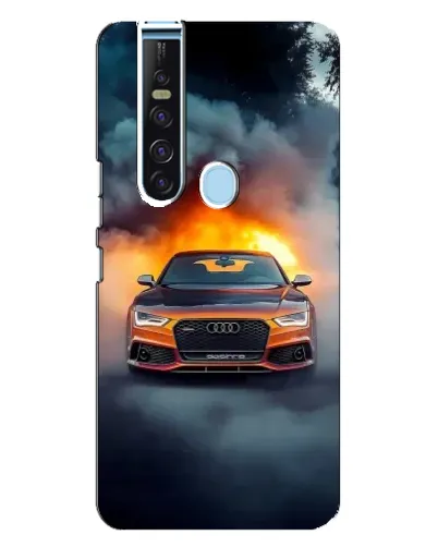 Чехол для TECNO Camon 15 Pro с картинкой «Audi в огненном дыму»