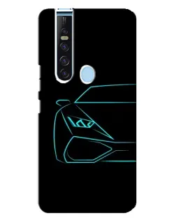 Чехол для TECNO Camon 15 Pro с картинкой «Голубой силуэт Lamborghini»