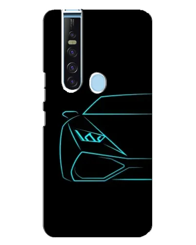 Чехол для TECNO Camon 15 Pro с картинкой «Голубой силуэт Lamborghini»