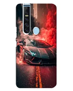 Чехол для TECNO Camon 15 Pro с картинкой «Lamborghini красный дым»