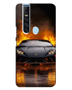 Чехол для TECNO Camon 15 Pro с картинкой «Lamborghini в огне»