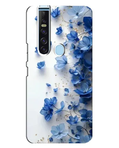Чехол для TECNO Camon 15 Pro с картинкой «Голубой цветочный каскад»