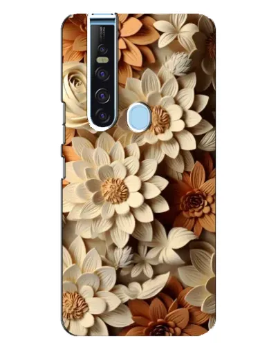 Чехол для TECNO Camon 15 Pro с картинкой «Бежевый флористический декор»