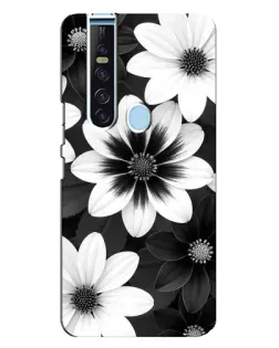 Чехол для TECNO Camon 15 Pro с картинкой «Монохромные астры»