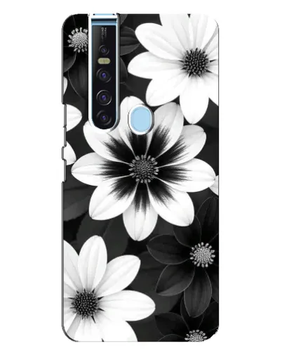 Чехол для TECNO Camon 15 Pro с картинкой «Монохромные астры»