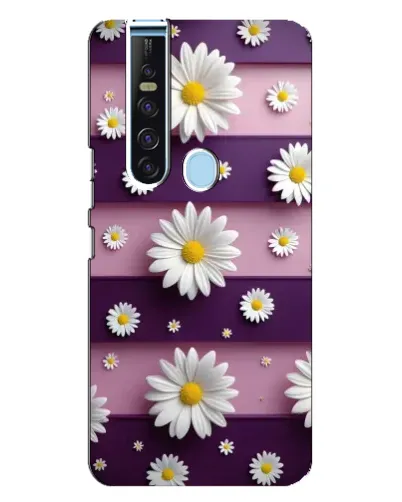 Чехол для TECNO Camon 15 Pro с картинкой «Ромашки на фиолетовом»