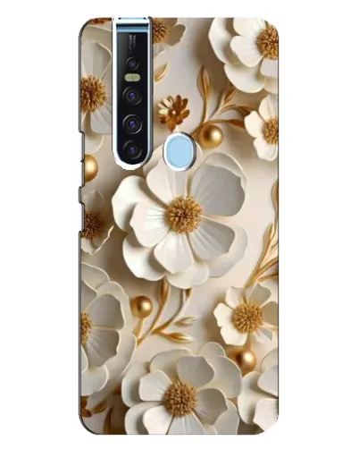 Чехол для TECNO Camon 15 Pro с картинкой «Белие бумажние  цвети»