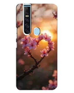Чехол для TECNO Camon 15 Pro с картинкой «Розовый цвет сердце на фоне заката»