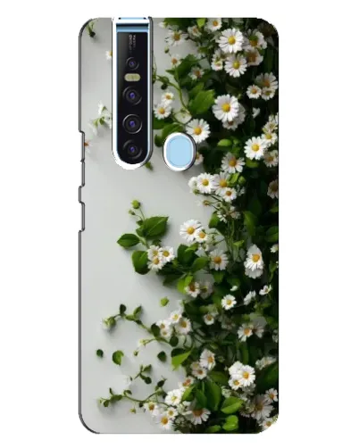 Чехол для TECNO Camon 15 Pro с картинкой «Ветка мелких белых цветов»