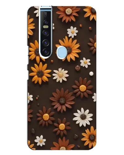 Чехол для TECNO Camon 15 Pro с картинкой «Узор из маленьких подсолнухов»