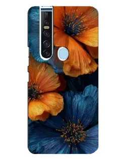 Чехол для TECNO Camon 15 Pro с картинкой «Яркая сине-оранжевая флора»