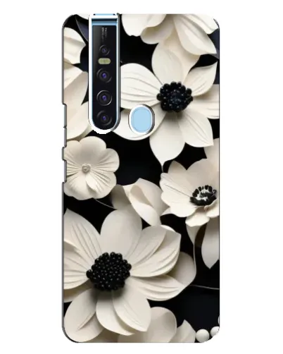 Чехол для TECNO Camon 15 Pro с картинкой «Объемные белые цветы»