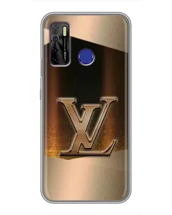 Чохол для TECNO Camon 15 з картинкою «LV — золоте сяйво»