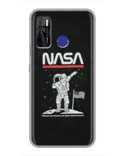 Чохол для TECNO Camon 15 з картинкою «NASA — крокуємо по Місяцю»