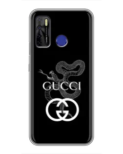 Чохол для TECNO Camon 15 з картинкою «Gucci — срібна змія»