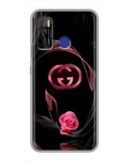Чохол для TECNO Camon 15 з картинкою «Gucci — неонова троянда»