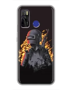 Чехол для TECNO Camon 15 с картинкой «PUBG — огненный силуэт»