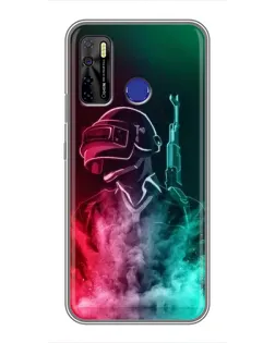 Чехол для TECNO Camon 15 с картинкой «PUBG — огненный воин»
