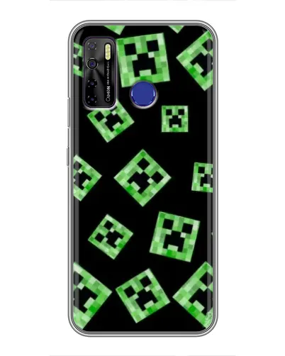 Чехол для TECNO Camon 15 с картинкой «Паттерн с криперами»