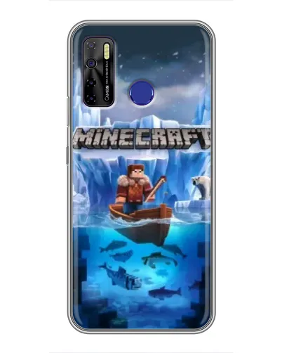 Чехол для TECNO Camon 15 с картинкой «Minecraft ледяной мир»