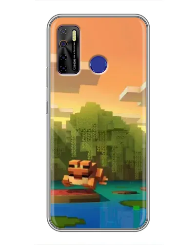 Чехол для TECNO Camon 15 с картинкой «Майнкрафт закат солнца»