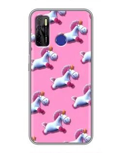 Чехол для TECNO Camon 15 с картинкой «Единороги на розовом»