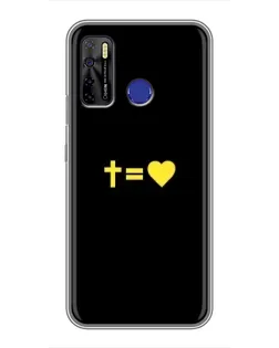 Чехол для TECNO Camon 15 с картинкой «Сердце и Крест»