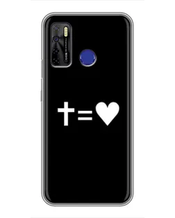Чехол для TECNO Camon 15 с картинкой «Крест и Сердце»