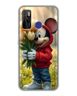Чехол для TECNO Camon 15 с картинкой «Микки с тюльпанами»
