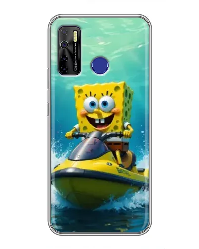 Чехол для TECNO Camon 15 с картинкой «Спанч Боб на гидроцикле»